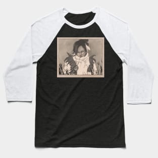 Portrait Girl Vintage Illustration Baseball T-Shirt